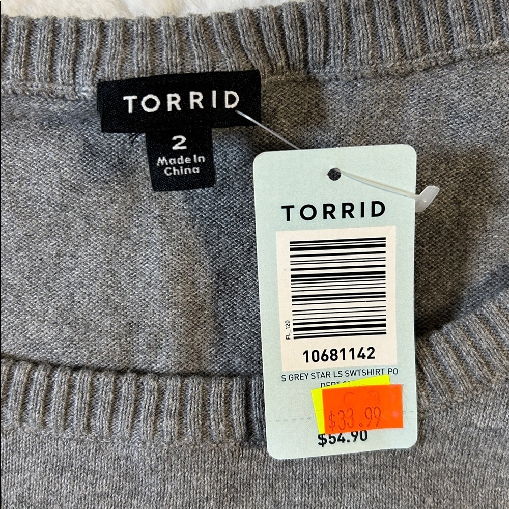 Torrid Gray and Light Pink Star Sweater size 2X or 2 in Torrid size - Picture 2 of 6